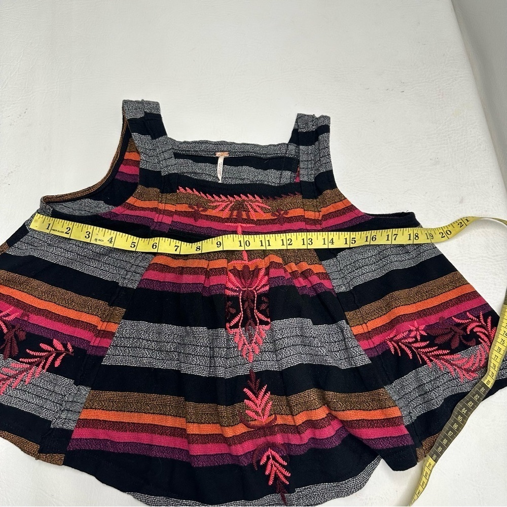 Free People Stripe Embroidered Crop Tank Top. Size XS - Picture 7 of 11